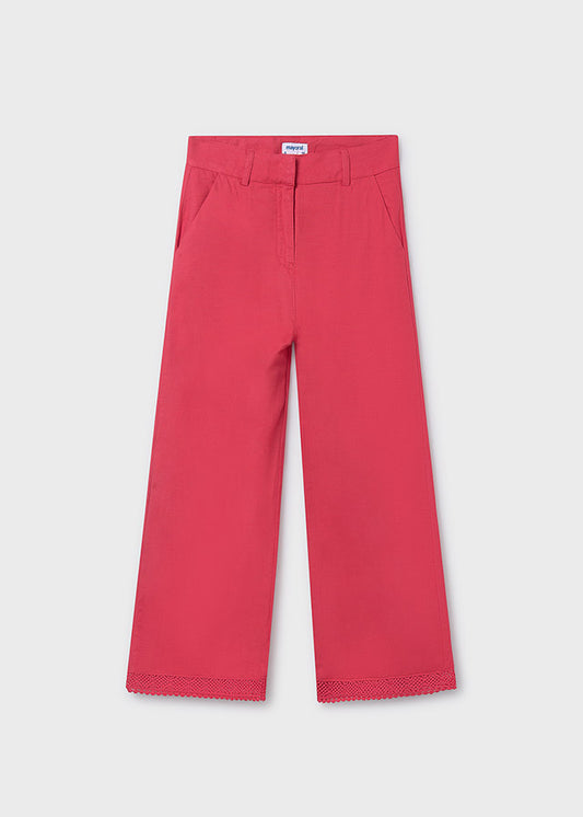 Pantalón largo cinta bordada chica