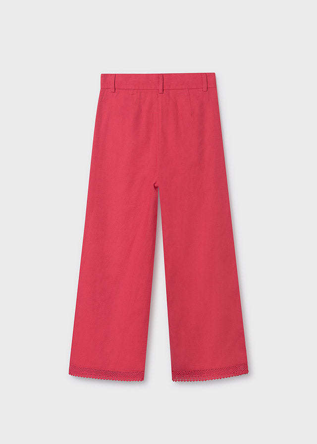 Pantalón largo cinta bordada chica