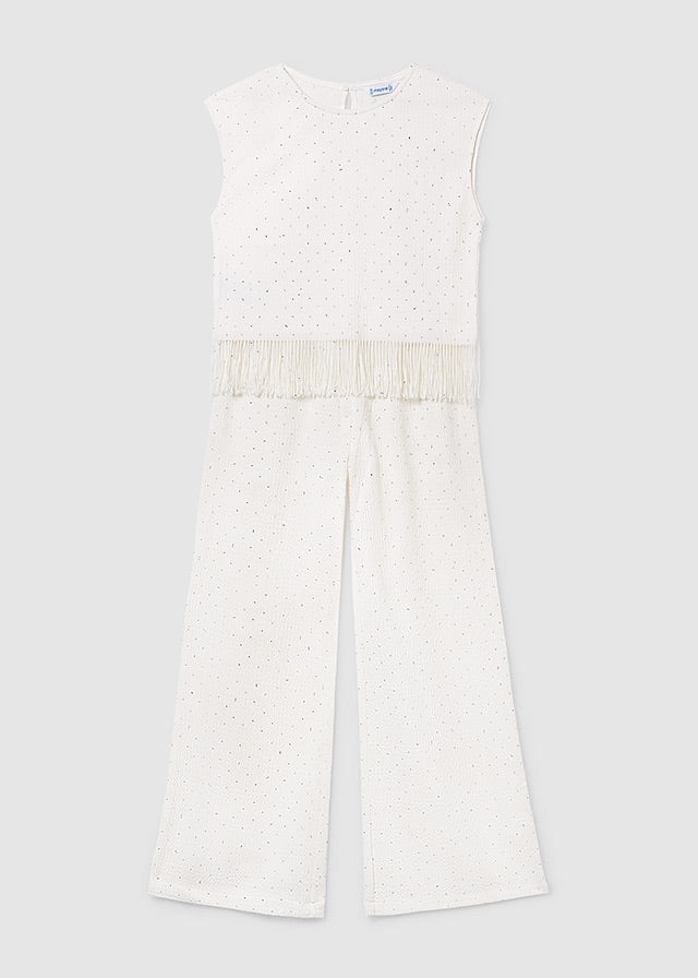 Conjunto pantalón largo strass y top chica