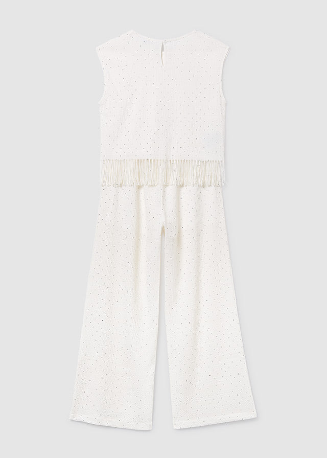 Conjunto pantalón largo strass y top chica