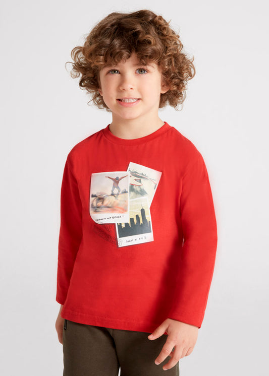 Playera manga larga con motivo interactivo para niño