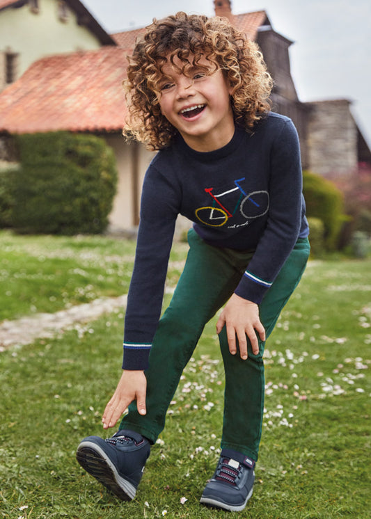 Suéter con intarsia de bicicleta para niño