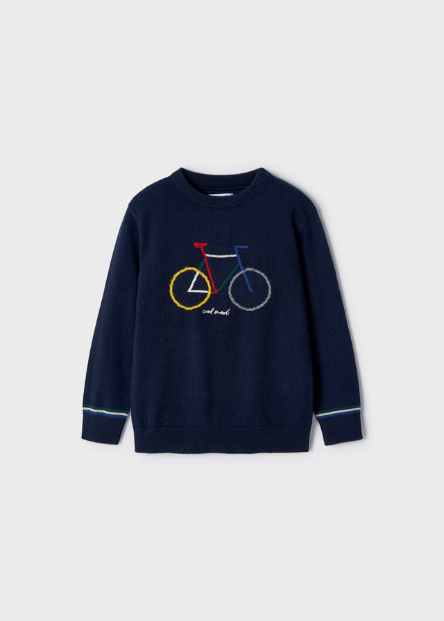 Suéter con intarsia de bicicleta para niño