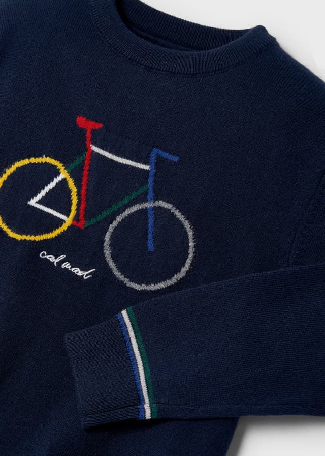 Suéter con intarsia de bicicleta para niño