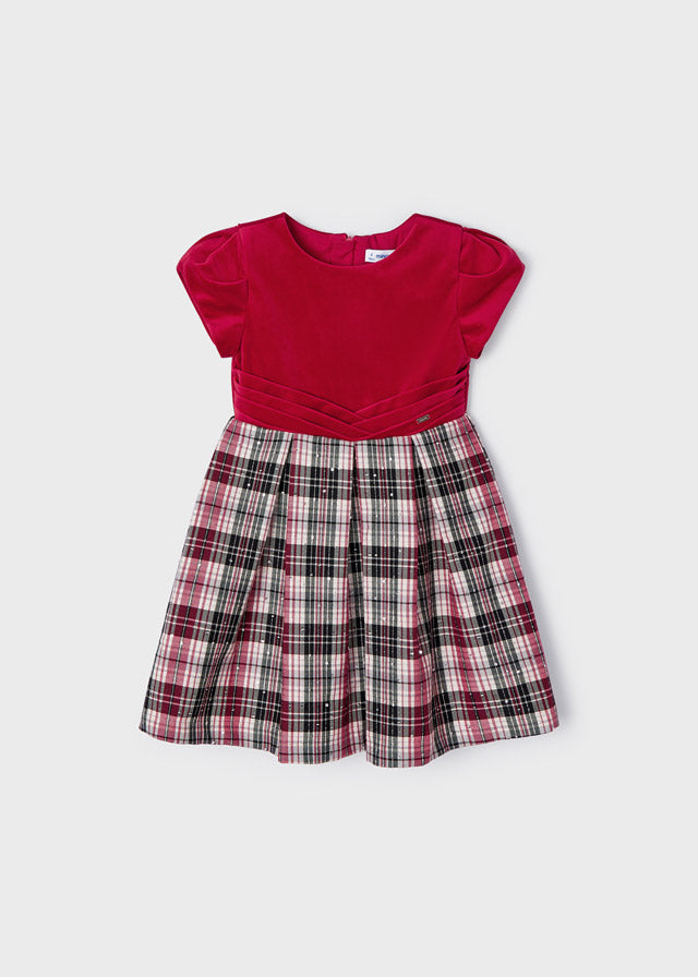 Vestido combinado de cuadros para niña