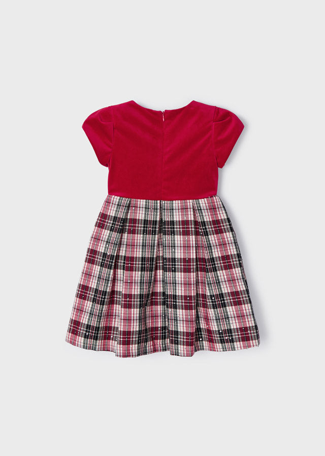 Vestido combinado de cuadros para niña