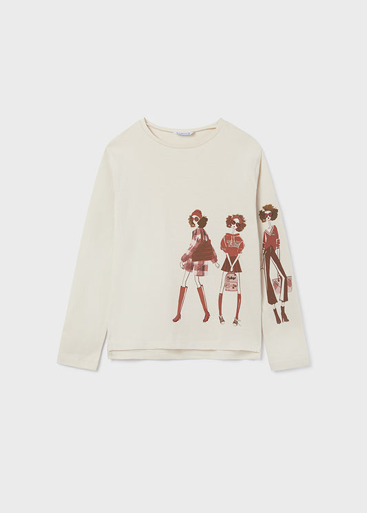 Playera manga larga gráfica posicionada para chica ECOFRIENDS