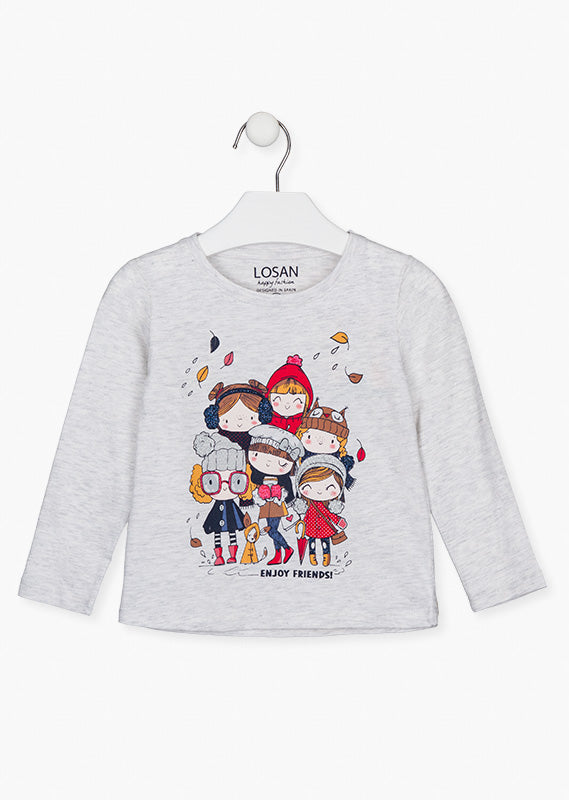 Playera con niñas en otoño.