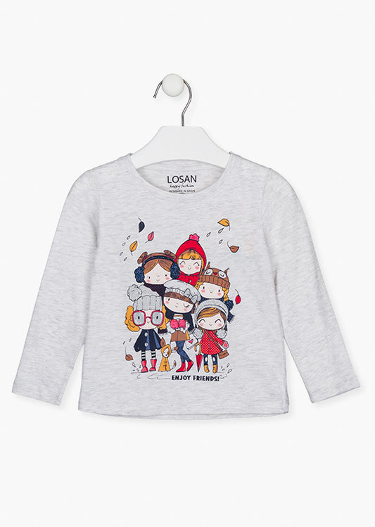 Playera con niñas en otoño.