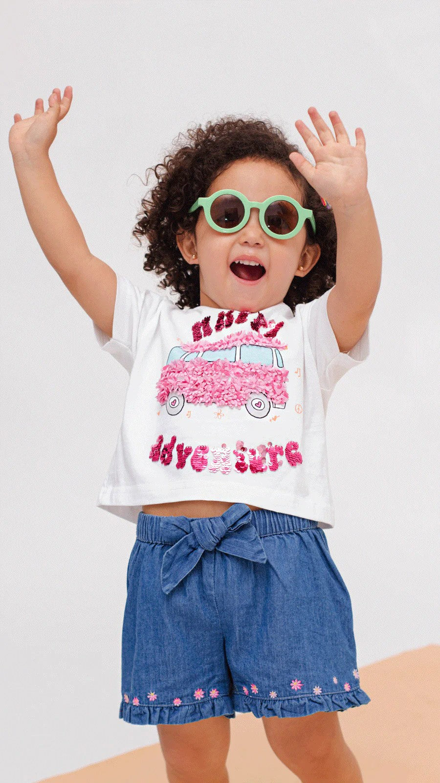 Conjunto de short para nina KIDS moda feliz