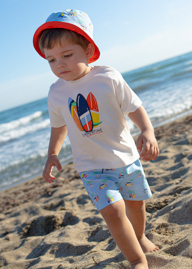 Playera con motivo interactivo de algodón sostenible para bebé