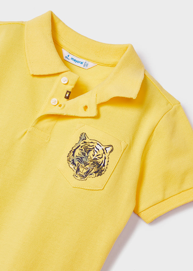 Polo de manga corta con motivo estampado en algodón para niño