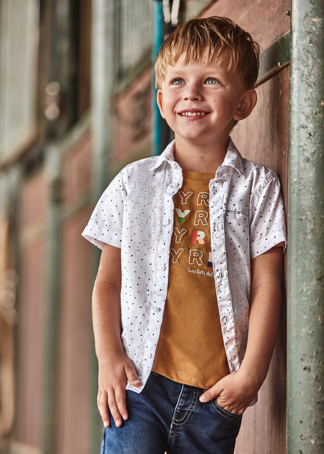 Camisa de manga corta estampada en algodón para niño