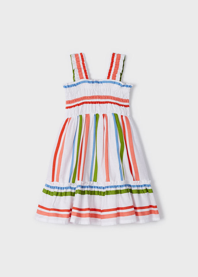 Vestido de tirantes con estampado de rayas para niña