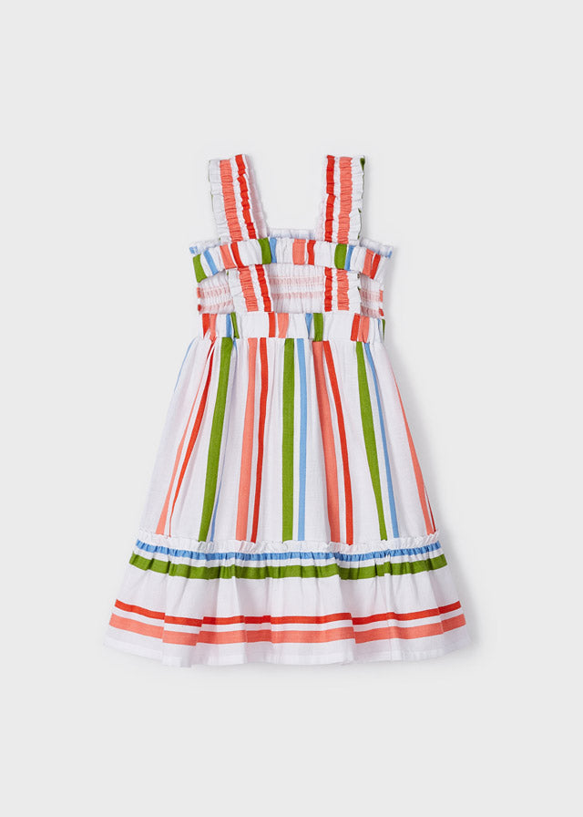 Vestido de tirantes con estampado de rayas para niña