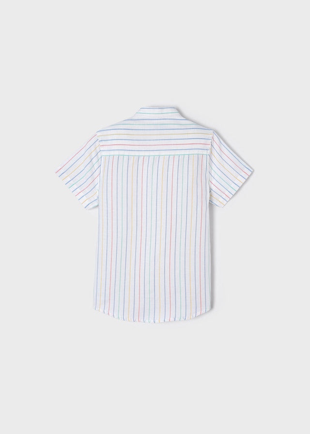 Camisa manga corta lino rayas cuello mao niño