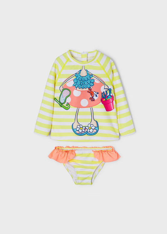 Conjunto traje de baño playera protección solar bebé niña