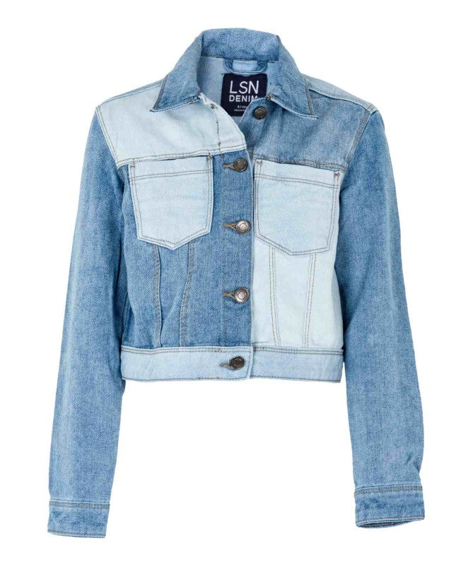 Chamarra denim combinada niña