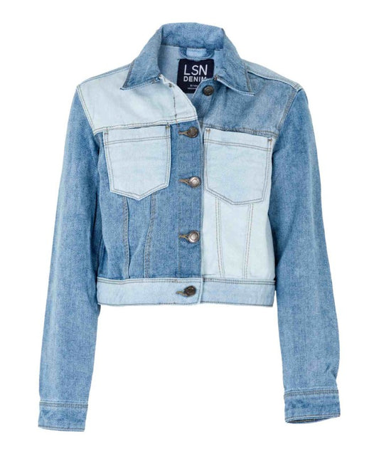 Chamarra denim combinada niña