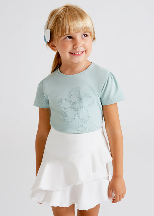 Playera manga corta bordada niña