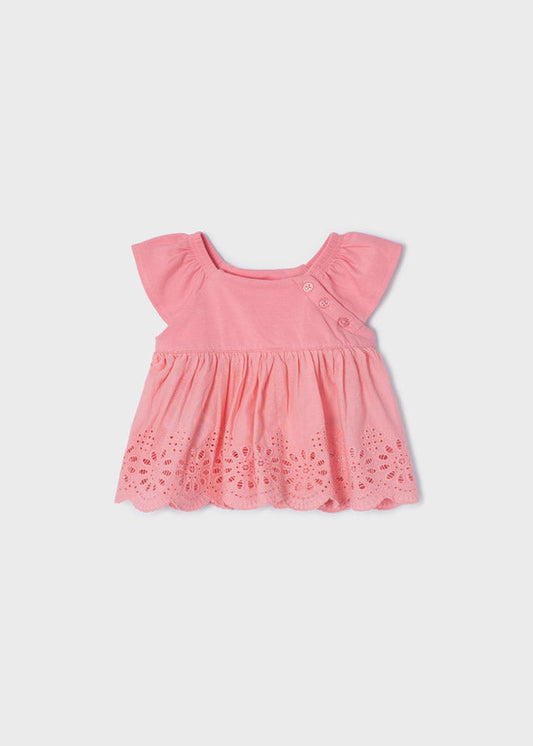 Playera manga corta combinada bebé niña