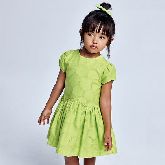 Vestido jacquard flor niña